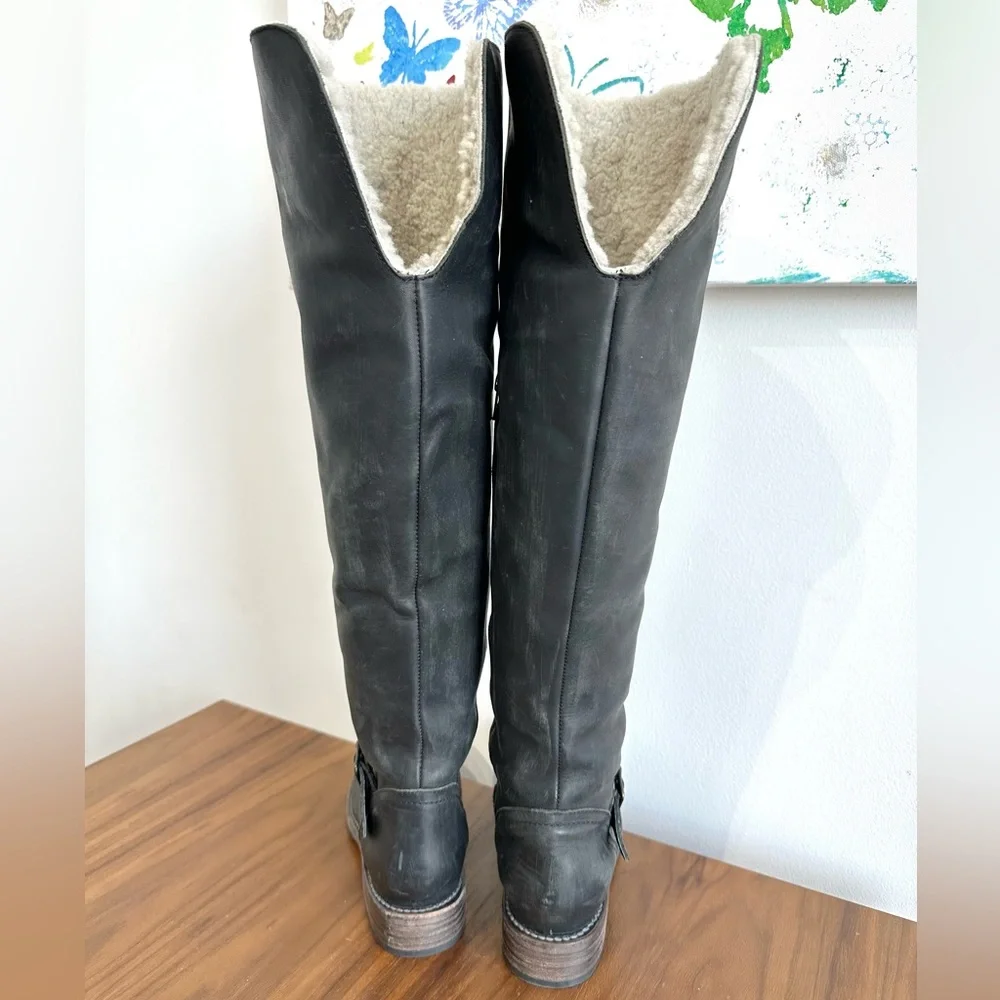 Freebird Denmark Boots tall over the knee leather shearling lined warm